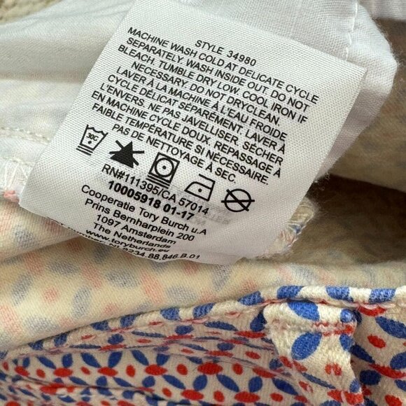 Tory Burch Womens Regan Cropped Straight Leg Jeans Geometric Cream Size 27 Women - Picture 12 of 15